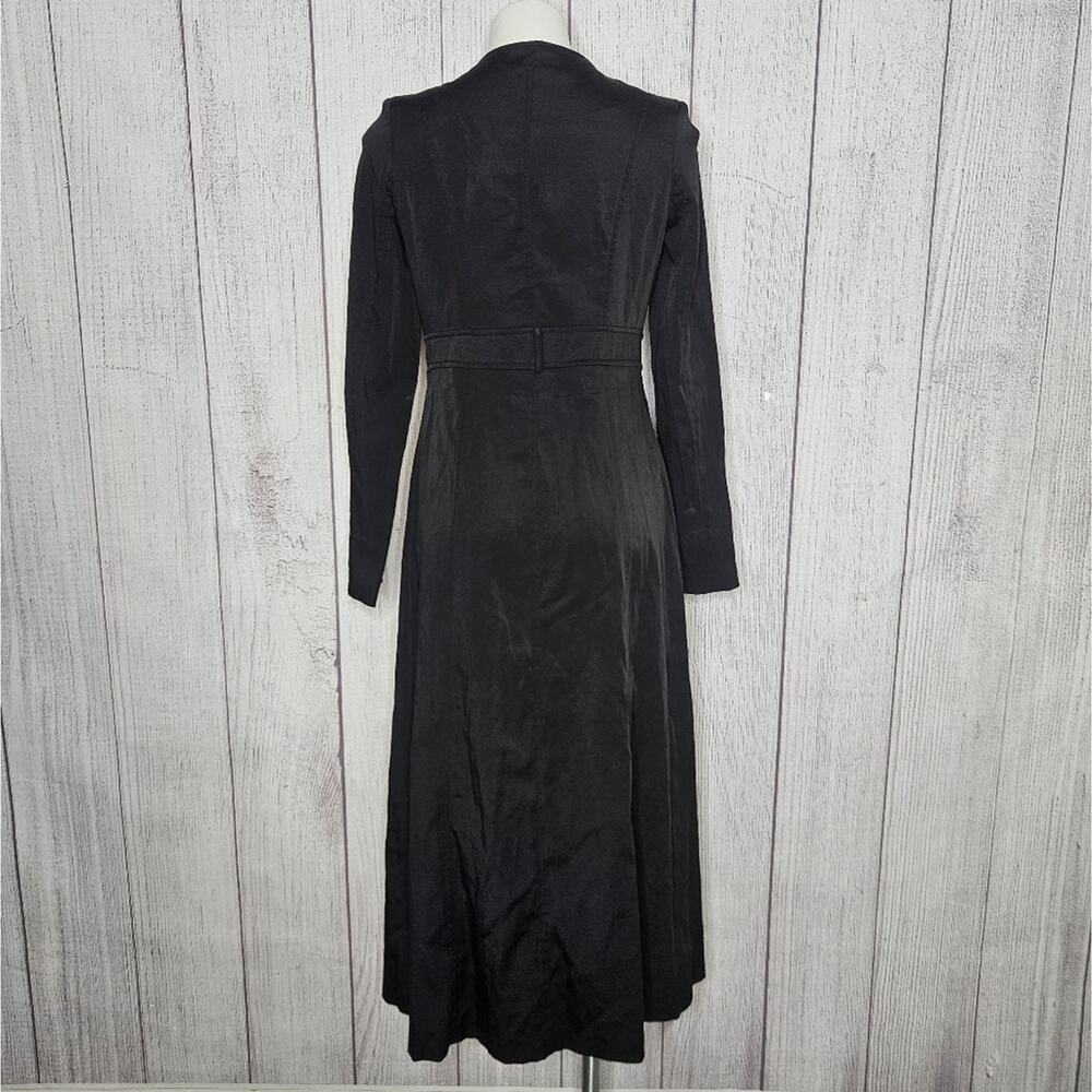 Vieste Jacket Dress, Black Maxi Length Coat with Shoulder Bow Accents, sz 42 - Picture 5 of 9